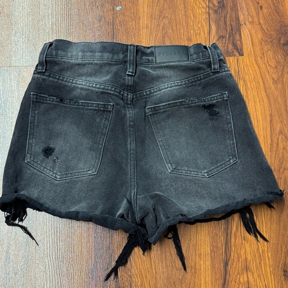 Pistola Black High Rise Distressed Jean Shorts Size 24 - Picture 5 of 7